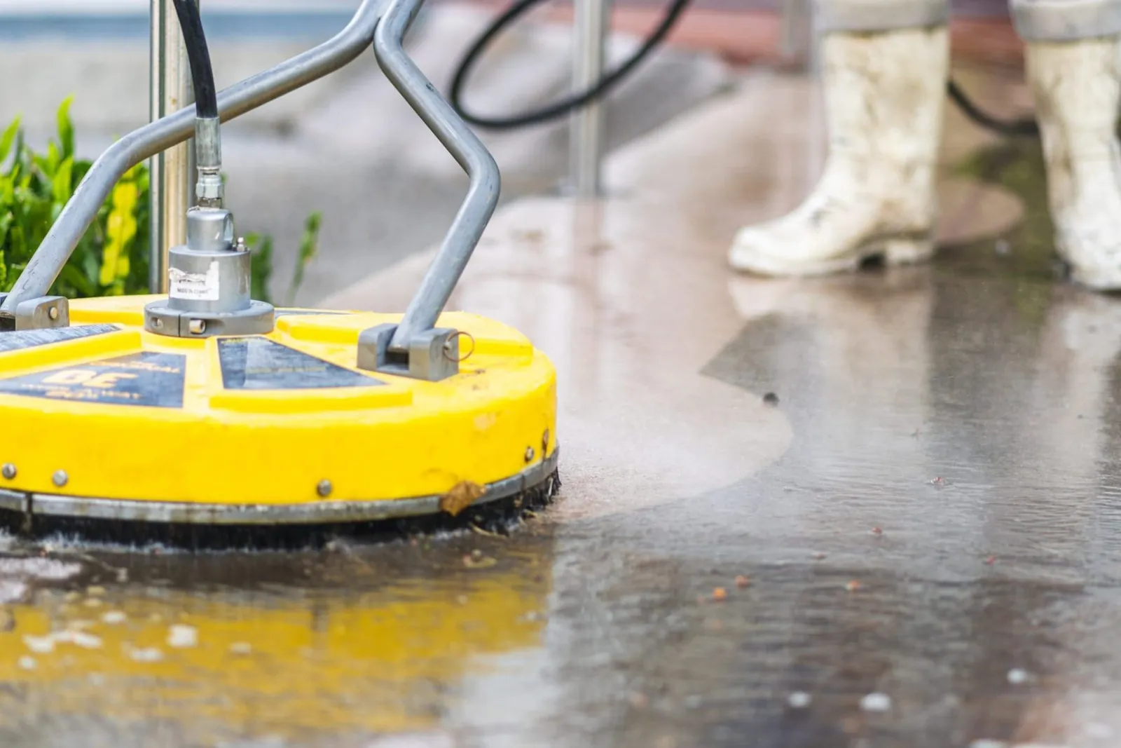 Concrete surface after pressure washing