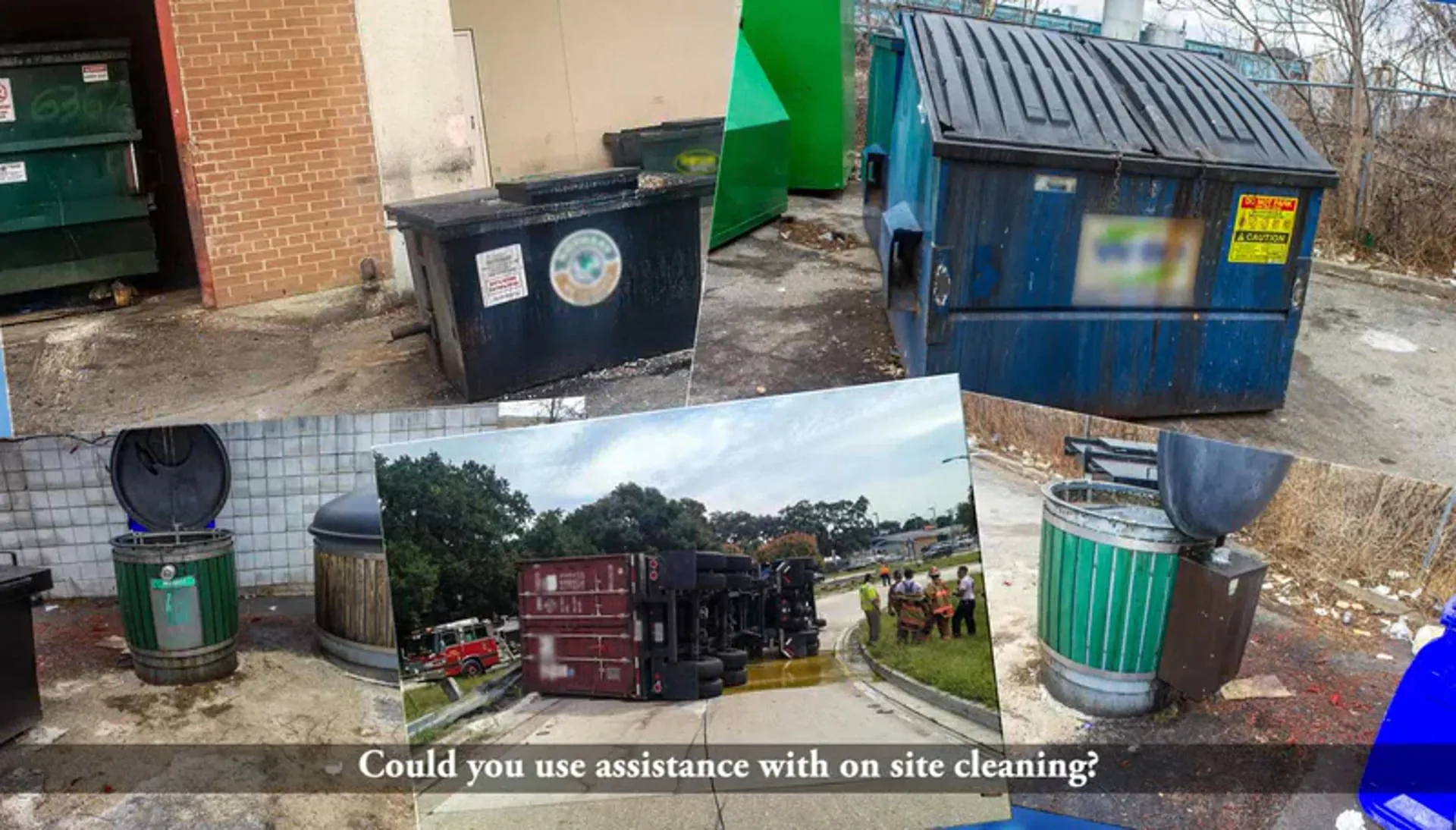 Grease spill cleanup behind a commercial building