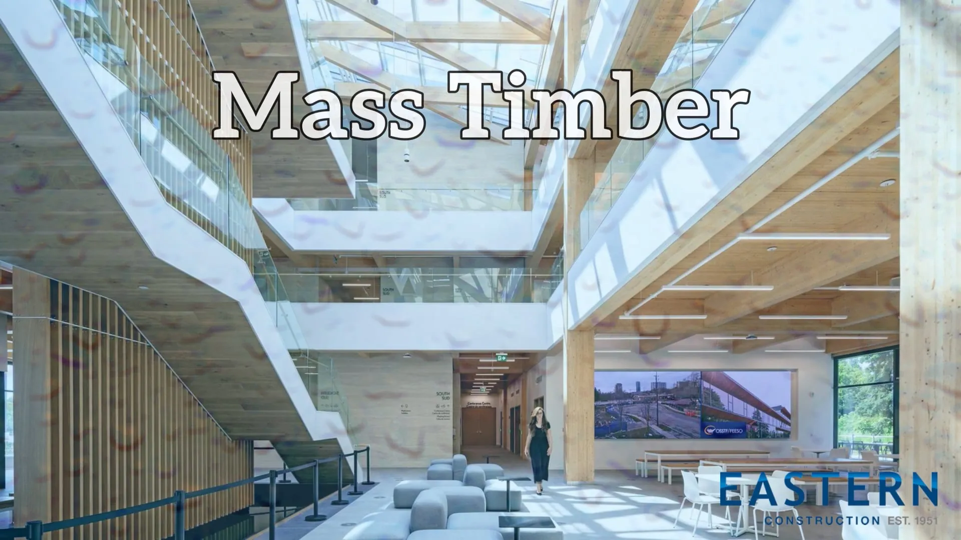 Exposed mass timber atrium
